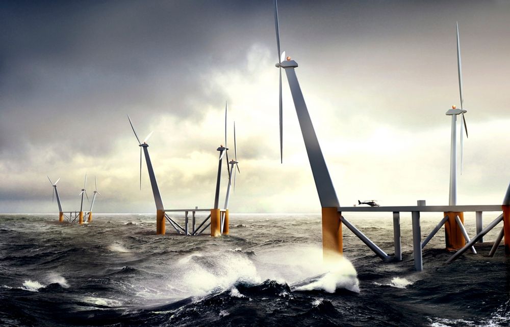STØRST: Windsea er en plattform med tre vindturbiner som monteres i en trekant. Samlet effekt per enhet er hele 10 MW.