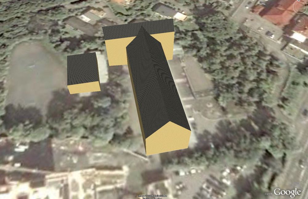 MORN DU!: Ullern vidregående skole er den bygningen i Google Earth som er minst forseggjort. Men skoler skal kanskje være nitriste?