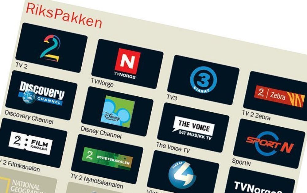 EGNE PAKKER: Både Viasat, TVNorge og TV2 kan tilby seerne egne kanalpakker fra 2010. Men bare TV2 har forhandlet med RiksTV.
