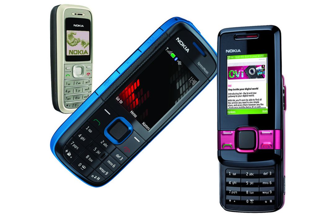 Nokia 1202, 5130 ExpressMusik og 7100 Supernova.