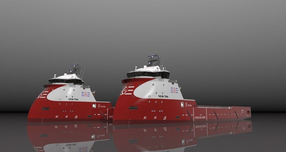 ARBEIDSHESTER: Remøy Shipping har bestilt  to  plattform forsyningsfartøy (PSV) av typen Ulstein PX105  fra Ulstein Verft. Skipene går rett inn i en langtidskontrakt med StatoilHydro.