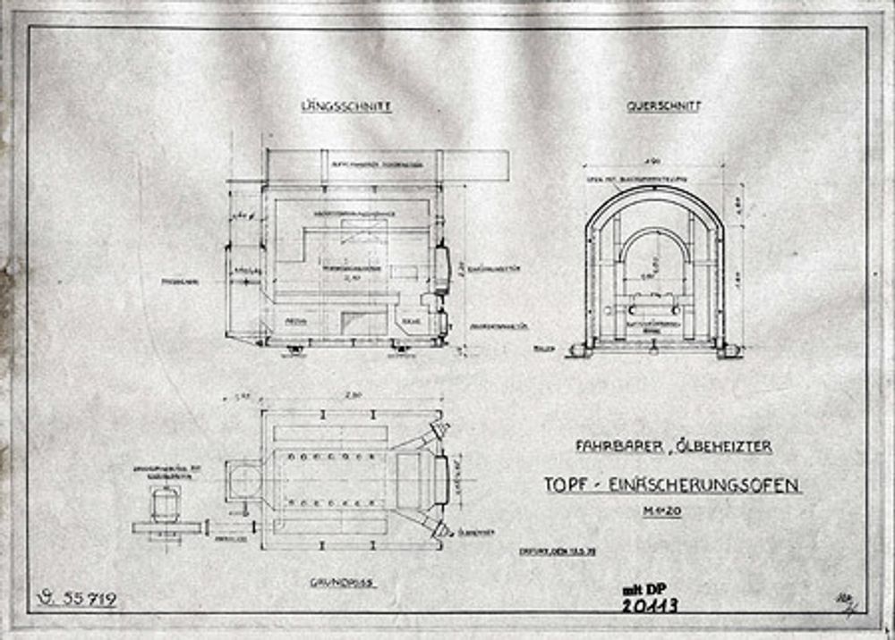 SS-KONTAKTEN: Forslag til portabel forbrenningsovn fra den beryktede ingeniøren Kurt Prüfer, som var firmaets eneste medarbeider med kontakt inn i SS.