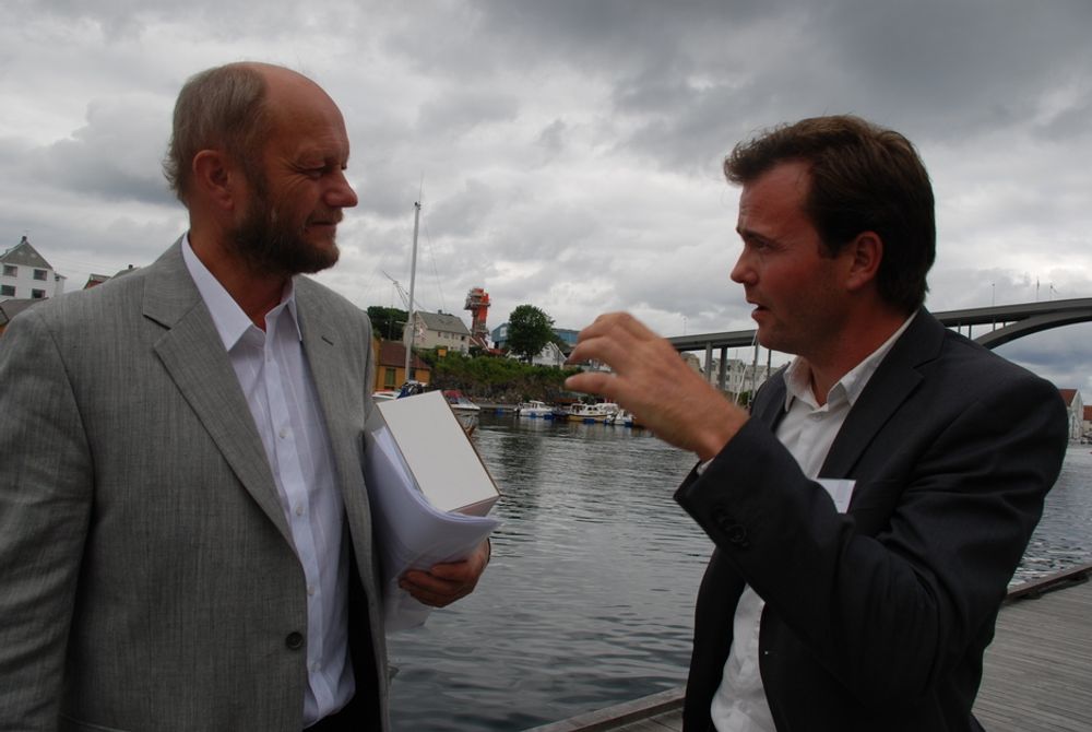 ENIGE: Toppsjef i Norsk Industri, Stein Lier-Hansen og nestleder i Bellona er enige i mye når det kommer til virkemidler som kan redusere klimautslipp fra kraftkrevende industri.