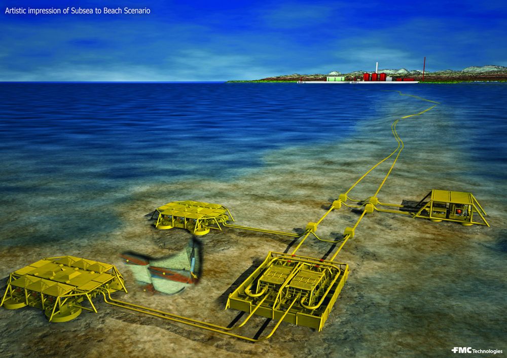 MORGENDAGENS UTBYGGING: Ormen Lange er det første gassfeltet med brønner i havet og prosessering på land. Goliat kan bli det første oljefeltet med en slik løsning.