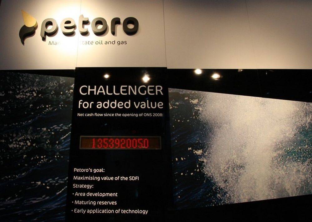 Petoro presenterte verdien av netto pengestrøm som siste dagen hadde nådd 1353920050 siden åpningen av ONS 2008.