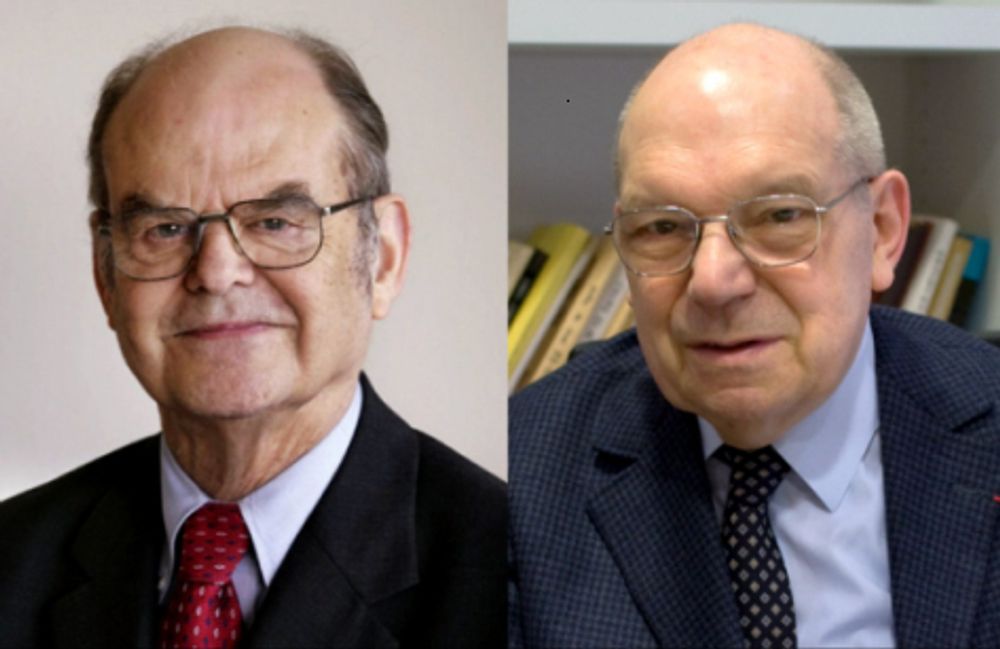 John Thompson (t.v) og Jacques Tits ble i dag tildelt Abelprisen for 2008.