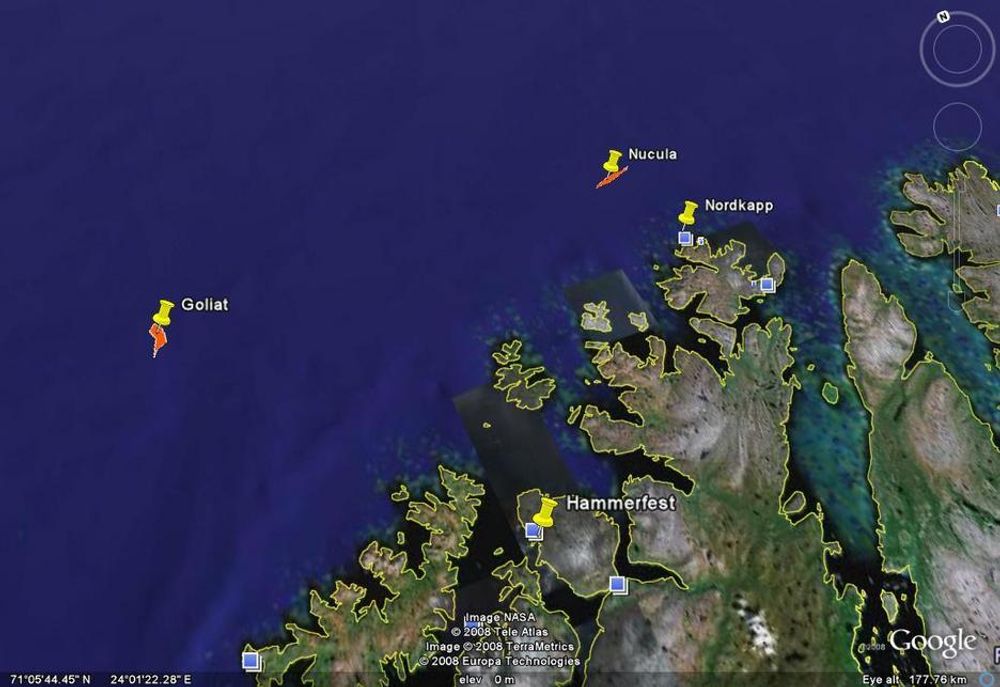 KYSTNÆRE: Både Goliat og Nucula er oljeforekoster som ligger nærme Finnmarks kyster.
