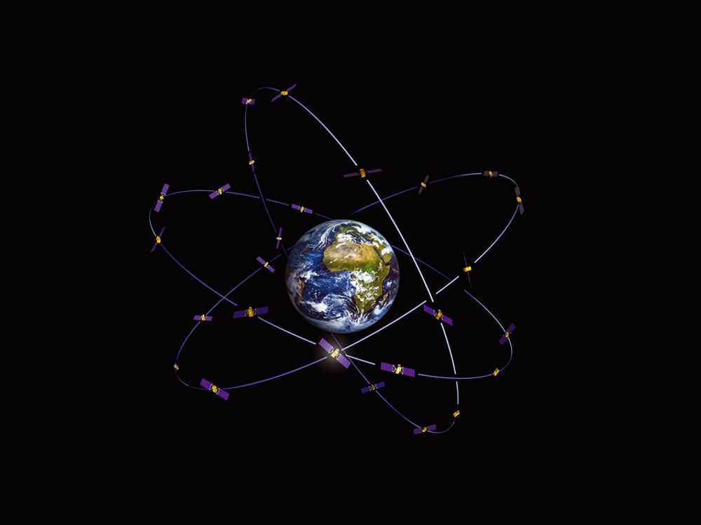 Det europeiske alternativet til GPS, Galileo, vil bestå av 30 hypermoderne satellitter, som kan bestemme posisjonen hvor som helst i verden med centimeters margin. Illustrasjon: