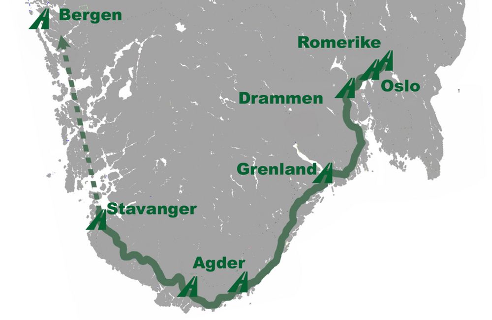 LANGT PÅ HYDROGEN:Om et par år er det mulig å kjøre fra Oslo til Stavanger på hydrogen.