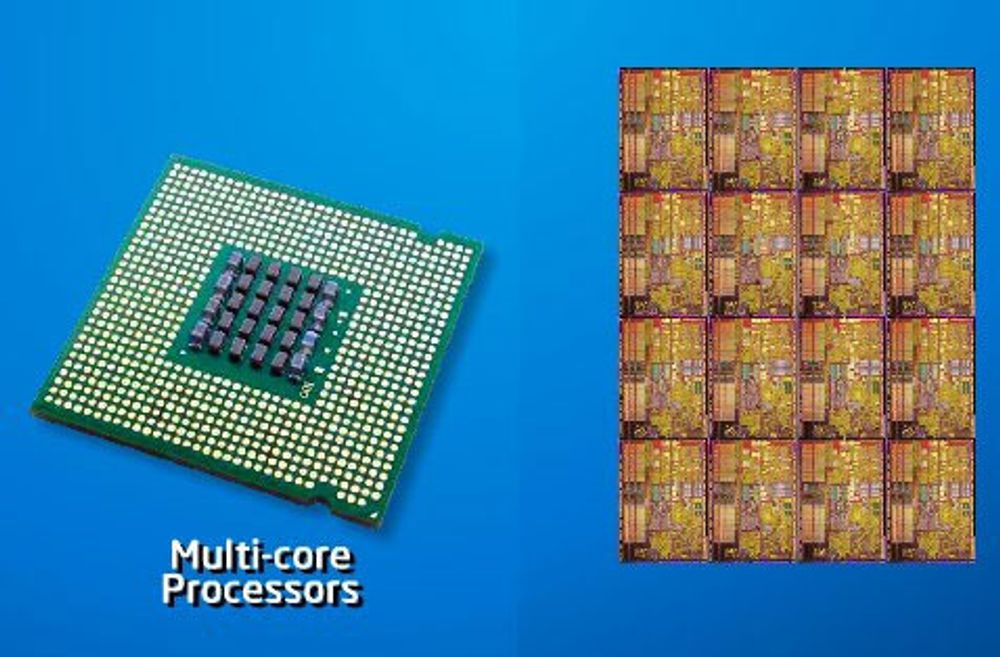 Intel flerkjerneprosessor. ILLUSTRASJONSFOTO