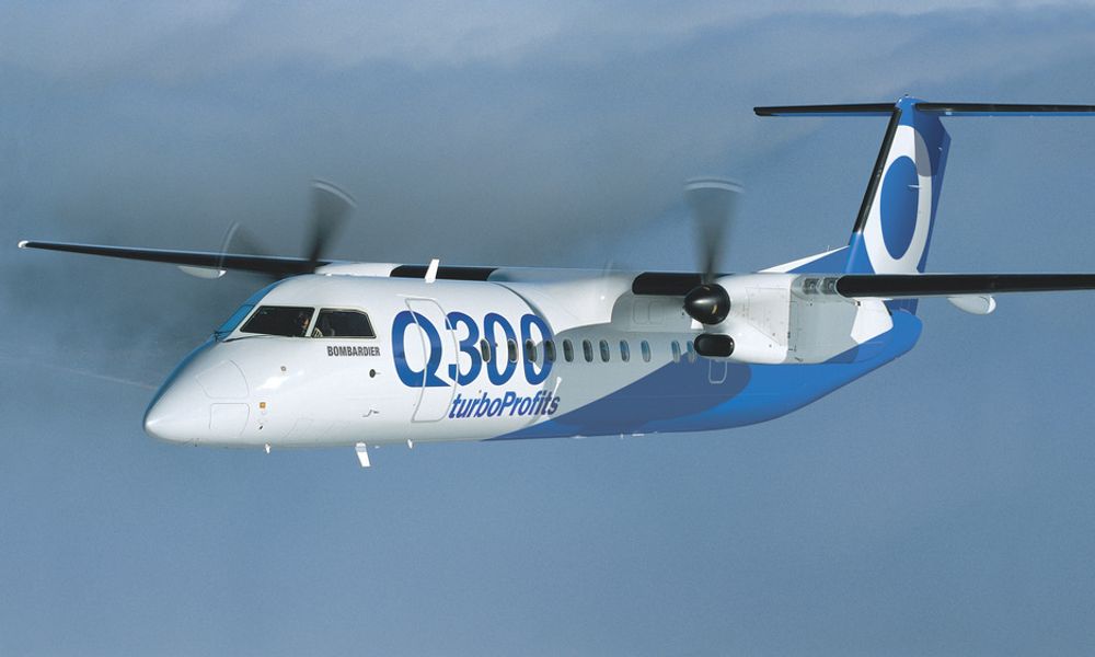 Q300: Det var et av Widerøes Bombardier Dash 8-fly, modell Q300, som måtte returnere til Sola med sprukket frontrute torsdag kveld.