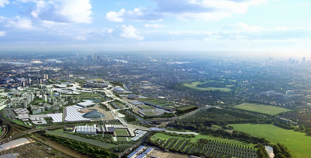 Slik ser arkitektene for seg Olympiaparken under lekene i 2012.
