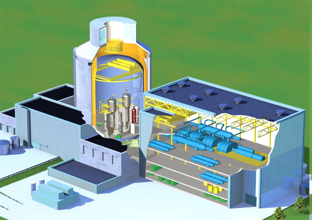 KAN BRENNE THORIUM:Westinghouse AP1000 er den største og mest moderne, såkalte Generasjon 3 lettvannsreaktorer. Den kan lett konverteres til thorium og gi 1000 MW i hver av de to reaktorene. To reaktorer er en fordel slik at en kan være i drift når den andre bytter brennstoff. Anlegget vil bli verdens største med en toppeffekt på 2200 MW. Det nye finske atomkraftverket har to reaktorer på 750 MW hver. Ill: Westinghouse.