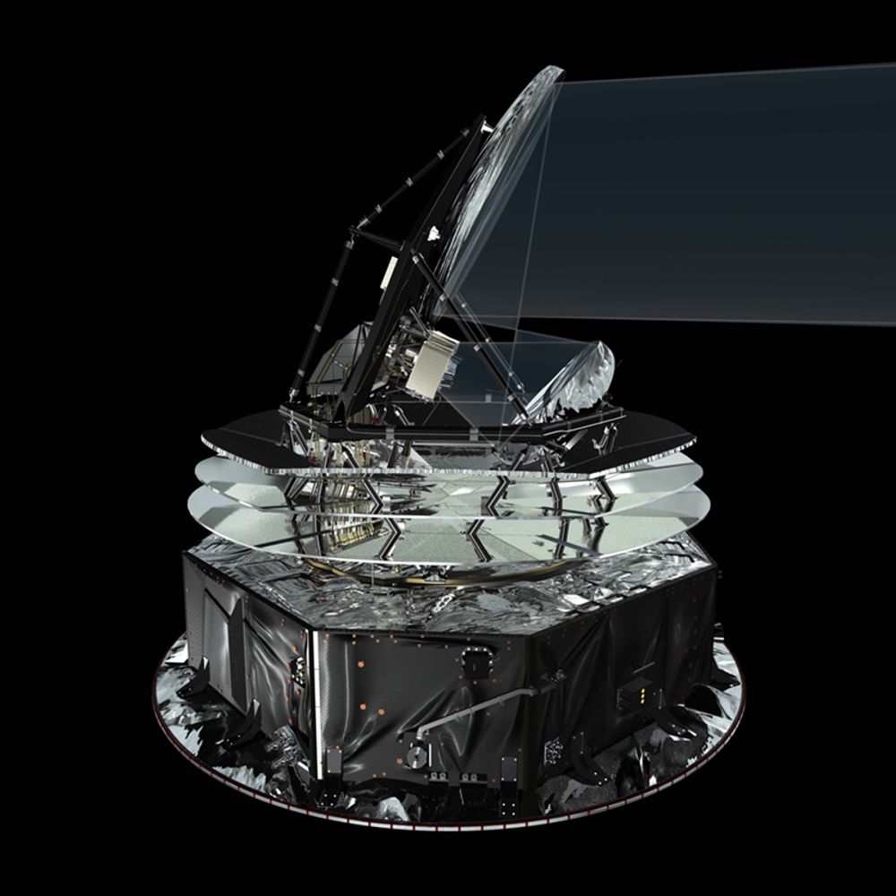 FOKUSERES: Her er det skissert hvordan Planck skal samle og fokusere mikrobølgestråling mot instrumentene ved hjelp av teleskopets to speil.