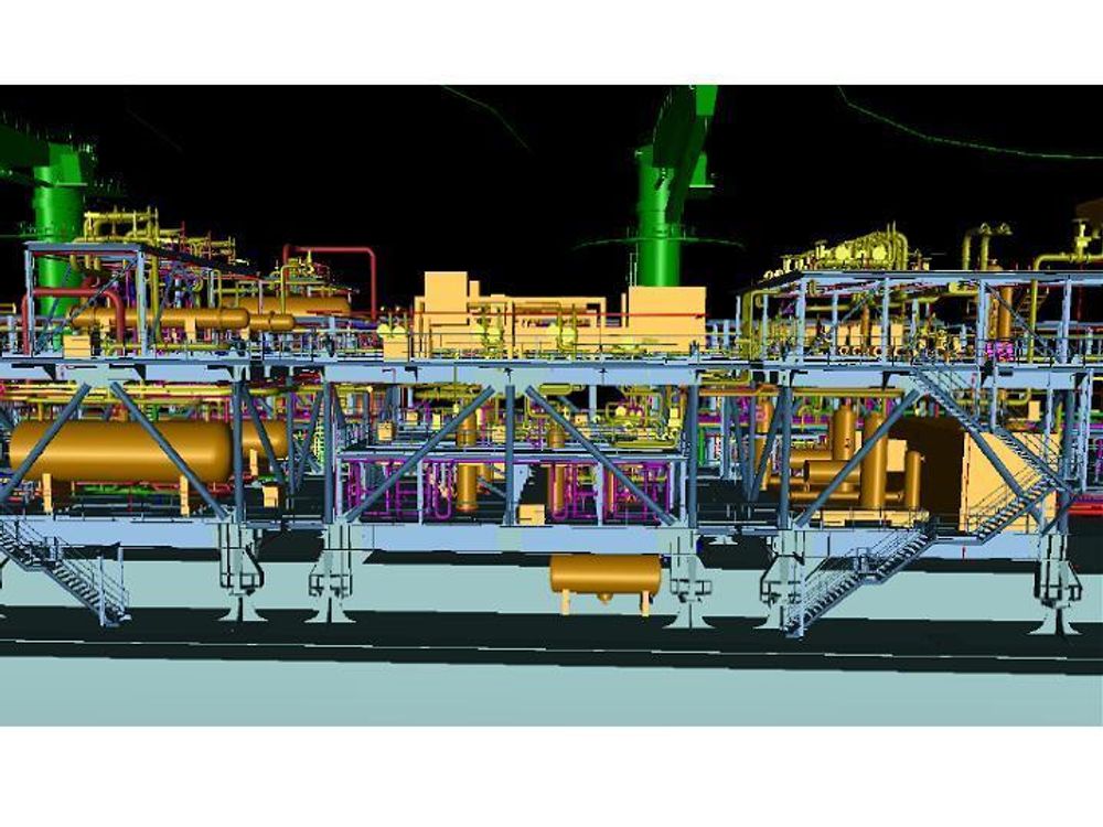 Prosessanlegget om bord i Nexus FPSO under prosjektering av Rømbøll Olje og Gass i Sandefjord.