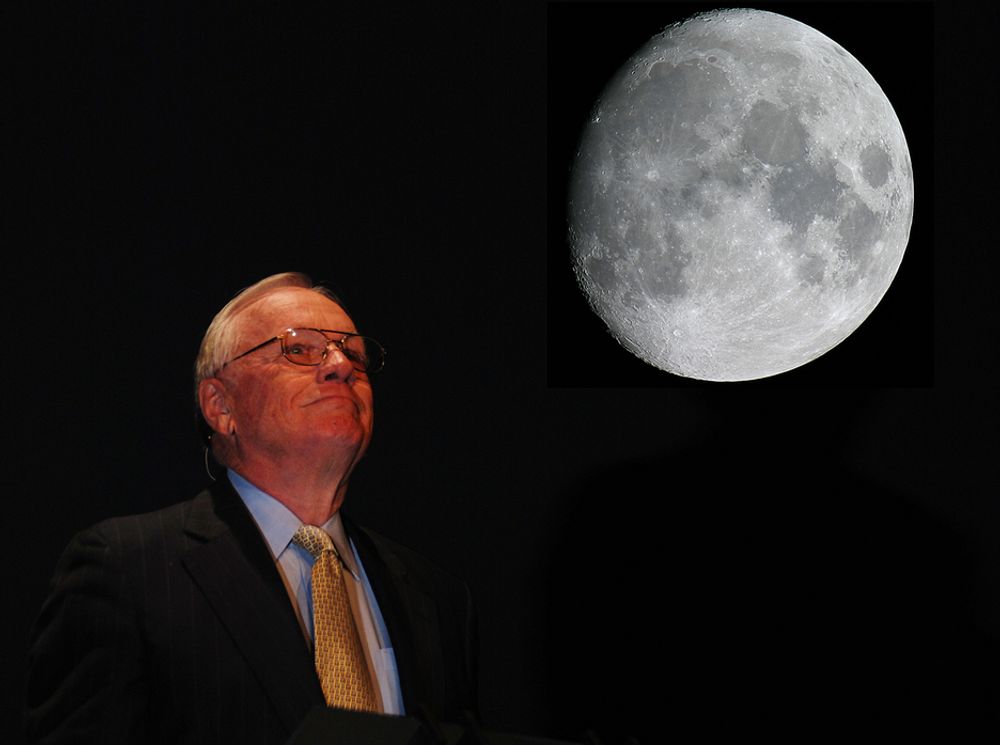 MINNER: Når man har vært på månen, er ikke det minner som forsvinner fra hukommelsen. Neil Armstrong fikk stående applaus da han fortalte om sine opplevelser i Oslo Konserthus fredag.