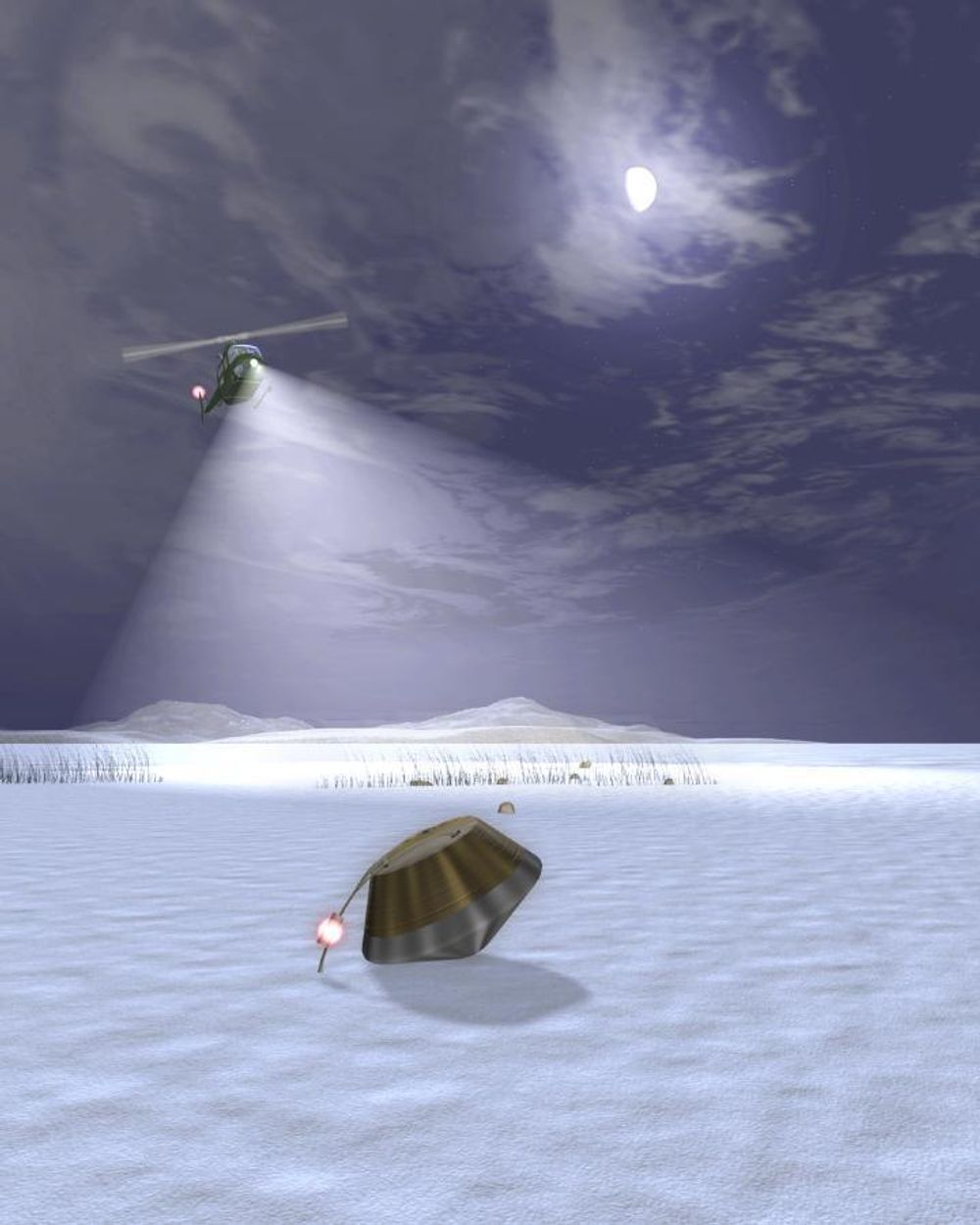 Kapselen som inneholder kometprøver og stjernestøv landet i saltørkenen i Utah om morgenen søndag 15. januar 2006.