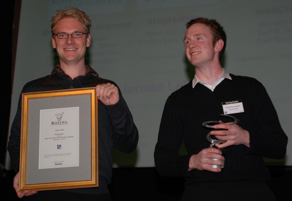 STUDENTPRISEN: StopMotion, utviklet av Bjørn Erik Nilsen og Fredrik Berg Kjølstad fra Høgskolen i Gjøvik, vant studentprisen.