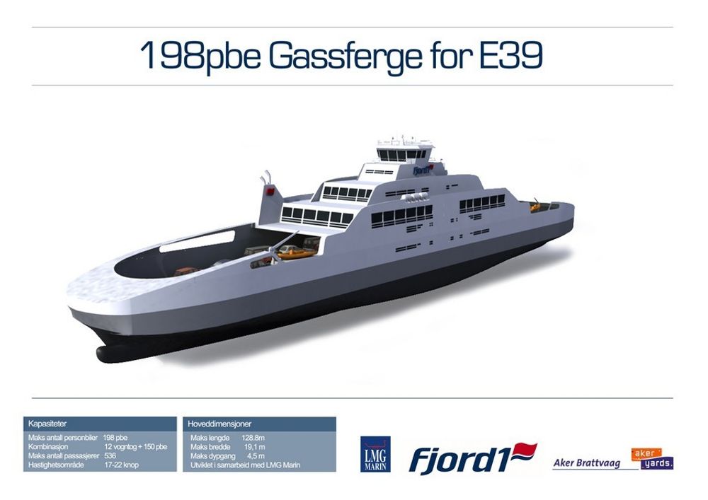 E39 gassferje bygges ved Aker Brattvaag for Fjord1.