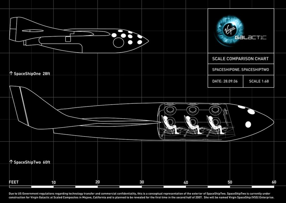 STØRRE: Mens SpaceShip One var 8,5 meter langt, måler SpaceShip Two hele 18,3 meter i lengden.