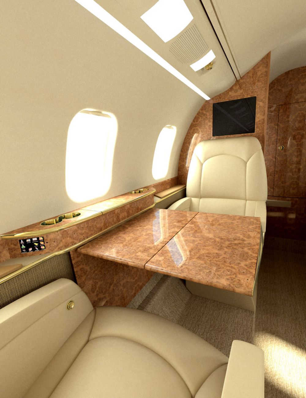 Litt luksus å spore i kabinen på Learjet 60 XR.