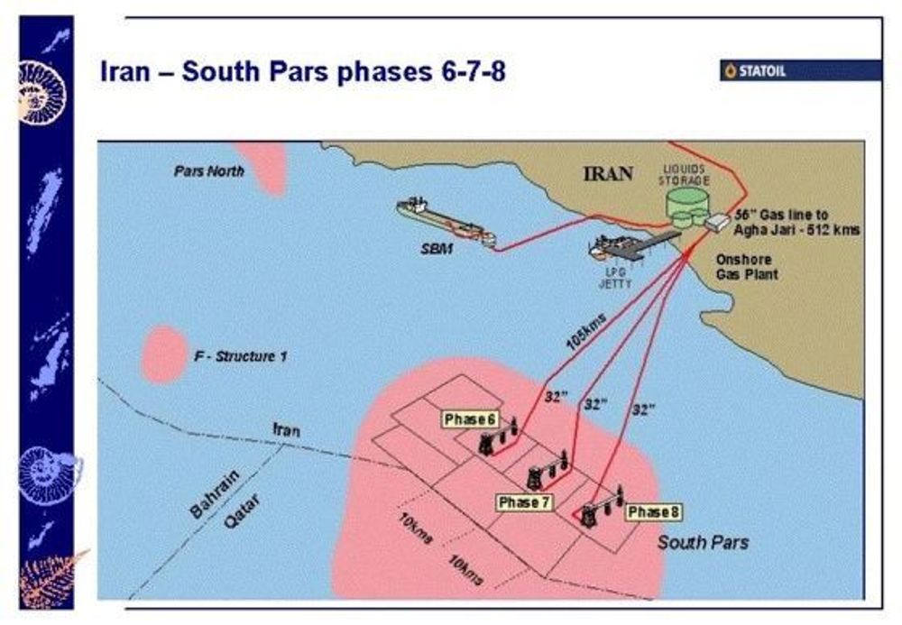 Kart, Iran South Pars - Statoil opertaør.