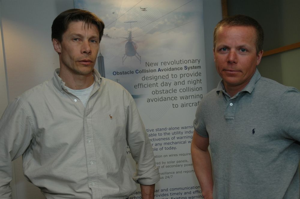PILOTER: Ocas gründere Morten Mørk (t.h.) og Rolf Bakken er begge flygerutdannet og har selv erfart hvor mangelfull dagens merking av lufthindre er.