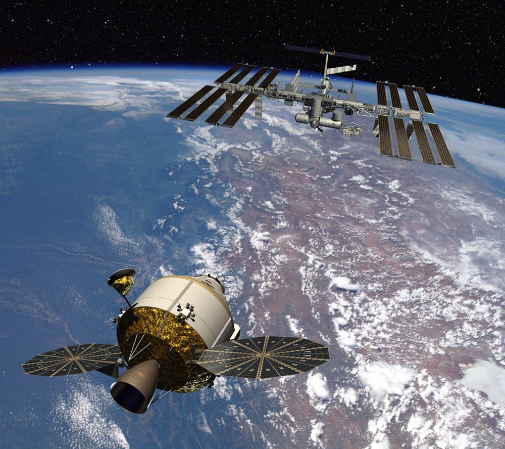 ORION på vei mot ISS - den internasjonale romstasjonen.