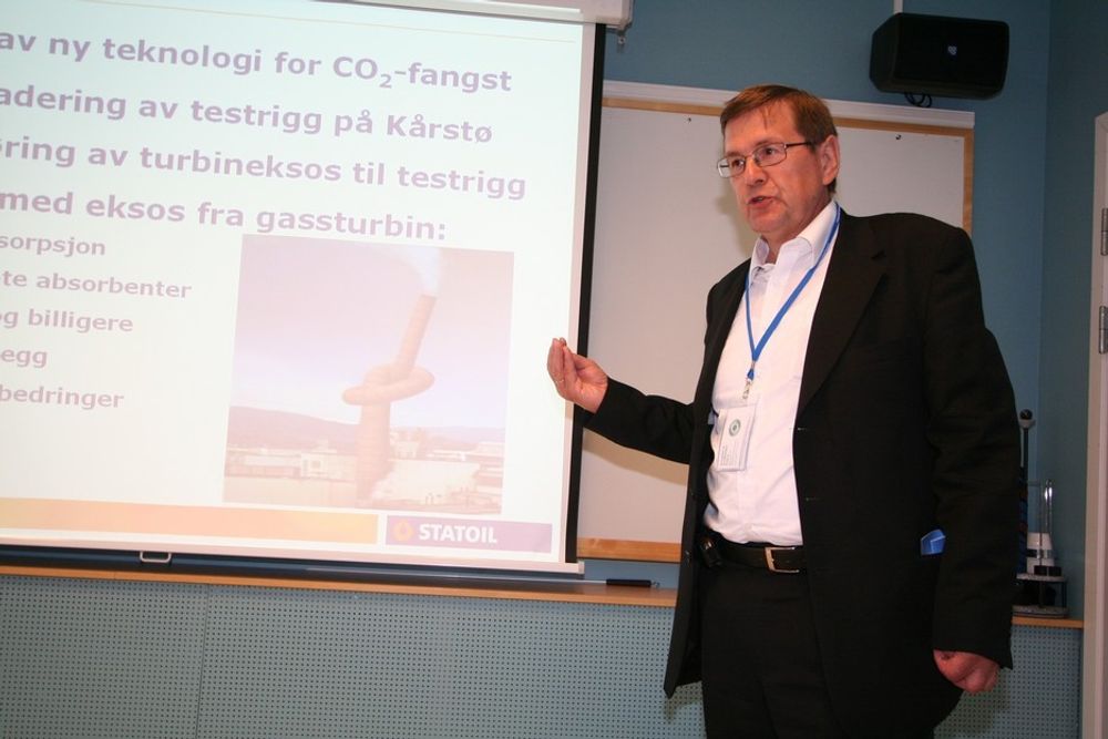 ETTERLYSER VERKTØY: Prosjektleder Odd Furuseth i Statoil er ikke overbevist om at det vil finnes kommersielt tilgjengelige løsninger for CO2-rensing fra gasskraftverk innen 2009.