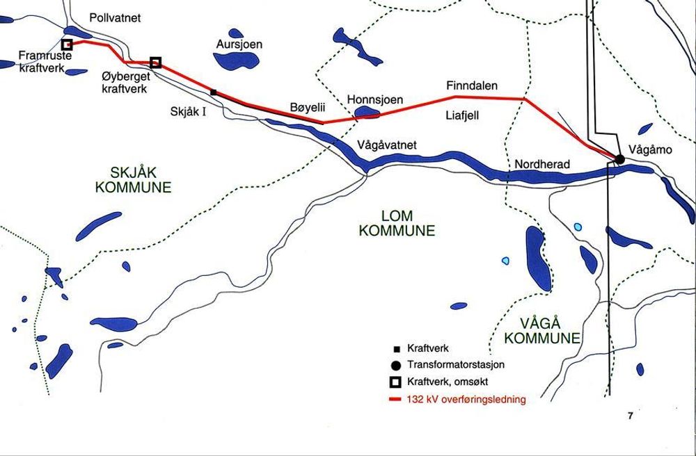 I SKJÅK: De to kraftverkene ligger i Skjåk kommune. Det er bygget en ny 132 kV overføringsledning ned til Vågåmo. Den tidligere 66 kV ledningen fra Skjåk I er revet og den nye er bygget i samme trasé.ILL: ØVRE OTTA