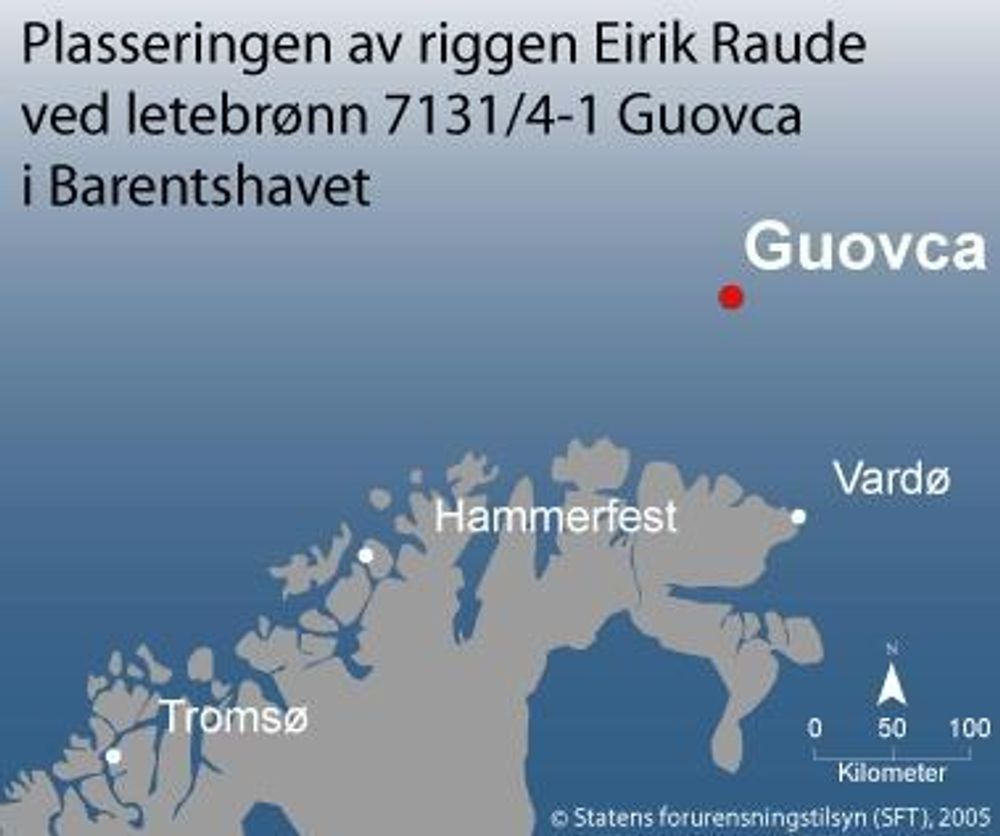 Kartet viser hvor Eirik Raude prøveborer for Statoil i Barentshavet.