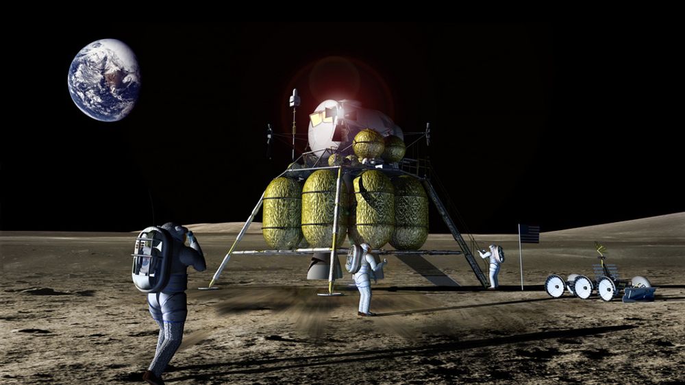 LANDER: Den nye månelanderen er helt forskjellig fra den forrige og vil være base for de første mannskapene. Den har nok drivstoff til å kunne lande over alt på Månen. Apollo måtte lande langs ekvator.