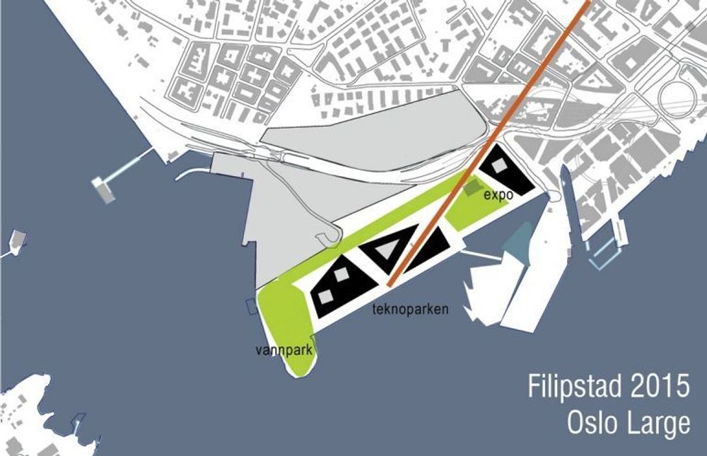 OSLO LARGE:  Teamet Oslo Large tenker stort og ser for seg en teknopark og utstillingsområder for ny miljø- og energiteknologi på Fillipstad i 2015. Innen 2030 vil de ha alle fergene og cruiseskipene samlet på Sjursøya.PLAN- OG BYGNINGSETATEN