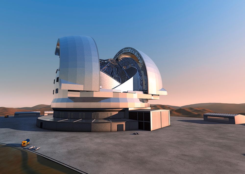 Illustrasjonsbilde av European Extremely Large Telescope (E-ELT). E-ELT vil kunne bli det største optiske/infrarøde teleskopet i verden. 