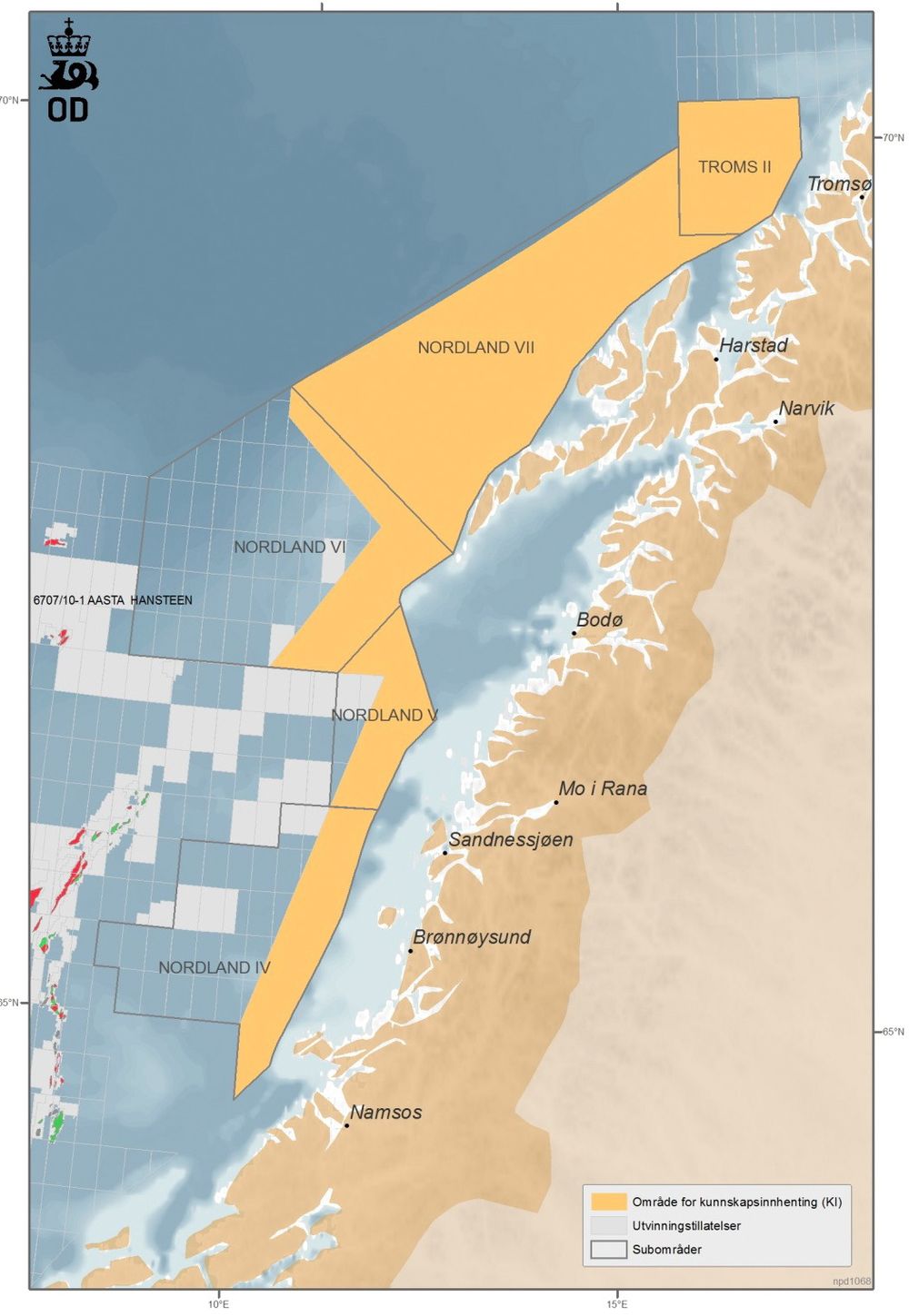 Åpnet: Den største delen av Nordland 6 er allerede åpnet for oljevirksomhet.