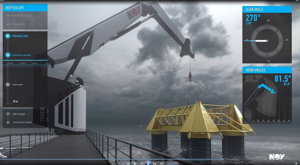 NOV Trident 400 skal kunne løfte opp og senke en modul på 400 tonn til 3000 meters dybde. Fibertau har nøytral oppdrift og spiser ikke av kranas løftekapasitet. 