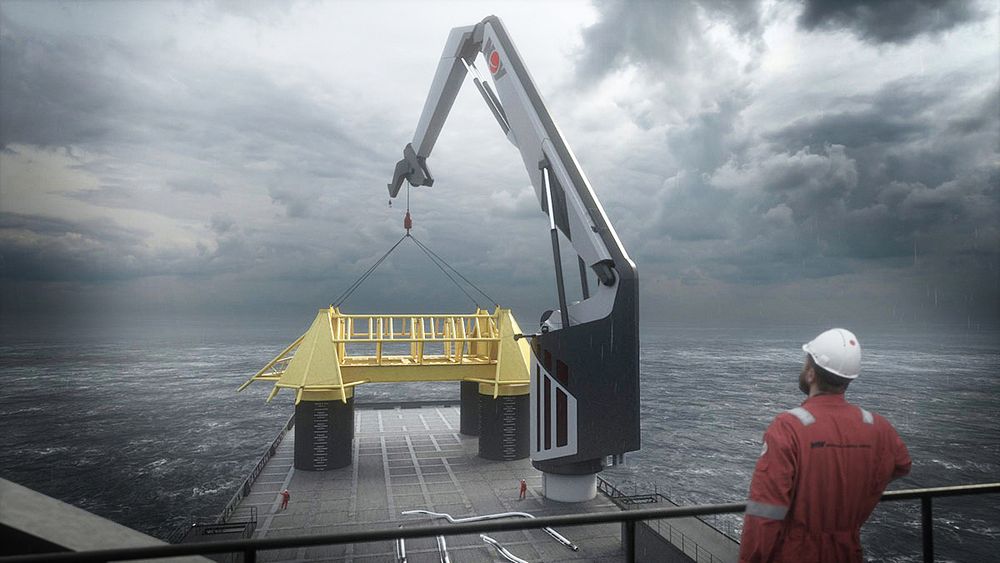 Utfordringen: Lag en kran som kan ta en 400 tonns modul som måler 40x30x20 meter (LxBxH) i ett løft og sett ned på 1400 meters dyp. Svaret er Trident 400 tonn med fibertau.