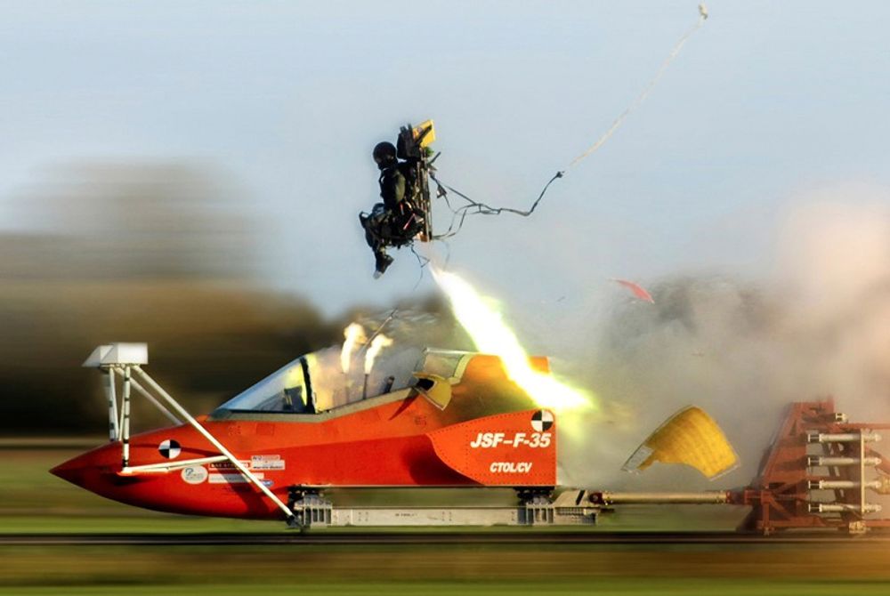 Fra testing av US16E-utskytingssetet som er montert i F-35.