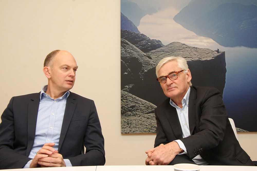 Eric Staurset (t.v.) har ledet Alstom i Norge fram til GE formelt overtok det franske selskapets energi- og kraftnettenhet 2. november. Hans Enocson mener  GE og Alstom utfyller hverandre i Europa og Norden.