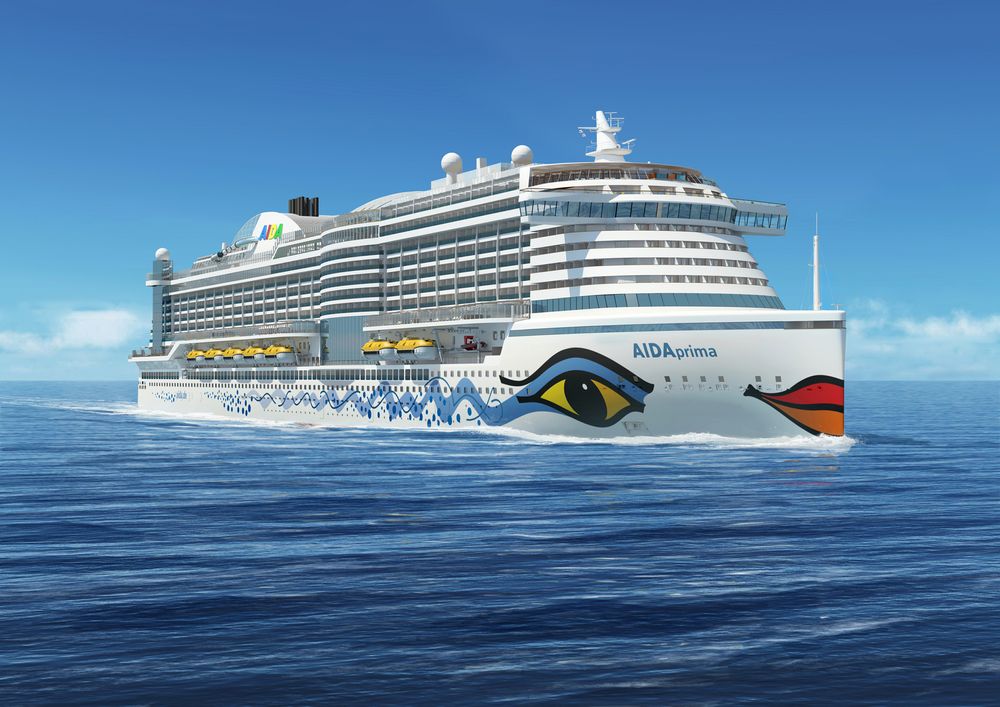 "AIDAprima" har hjelpemotor som kan gå på LNG når skipet ligger til kai. Det 300 meter lange skipet skal ha plass til 3.300 passasjerer. 