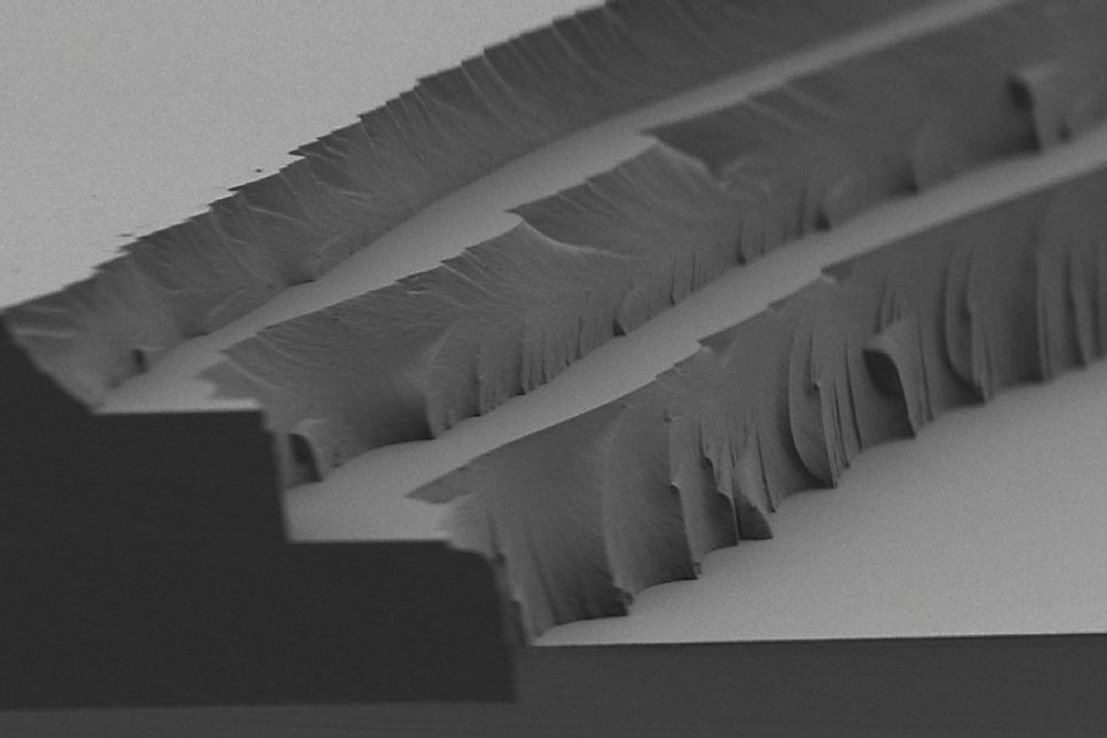 Solar thermal fuel under mikroskop. Her vises lag på fire til fem mikrometer.  