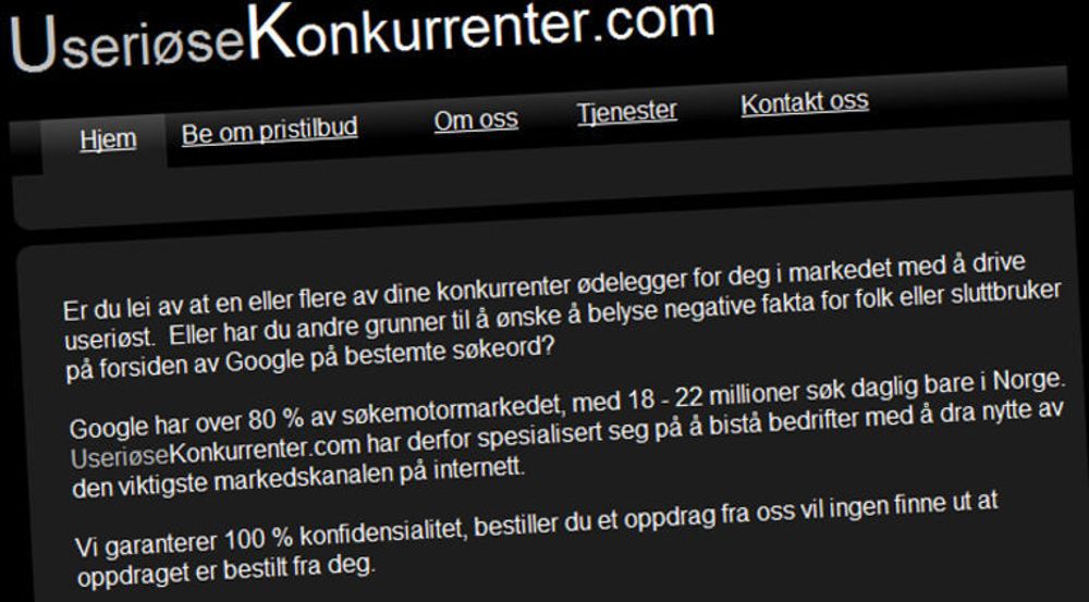 Dyneløfting: Slik markedsfører Oslo-bedriften Seo Media sin nye tjeneste.