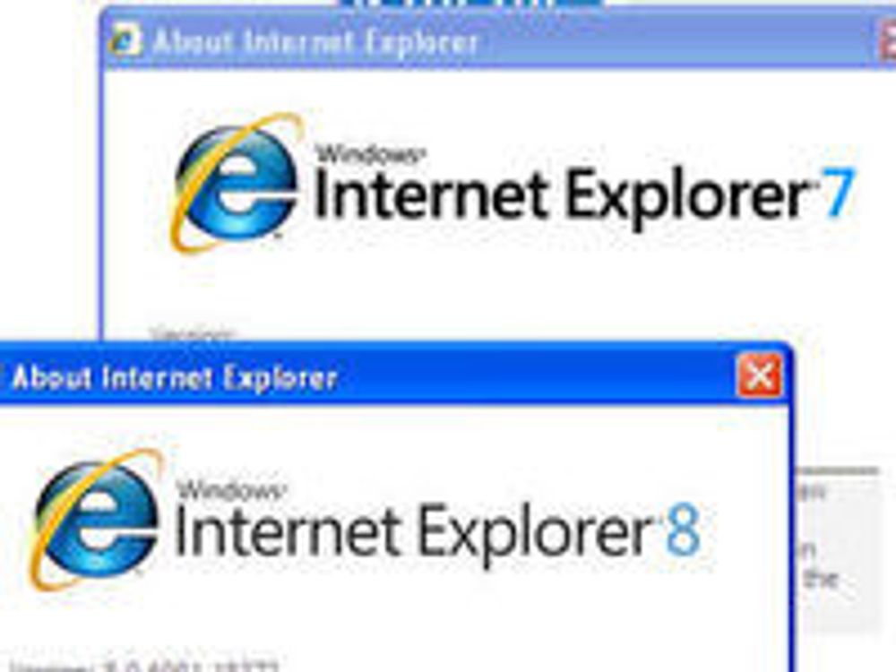 Portable versjoner av Internet Explorer 7 og 8 Release Candidate kjøres samtidig på den samme maskinen.