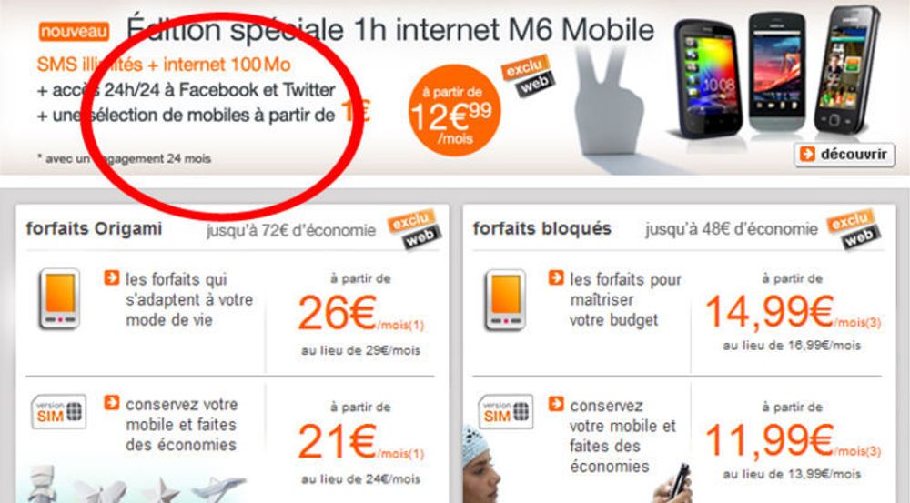 Den franske mobiloperatøren Orange tilbyr billigere tilgang til Facebook og Twitter enn til andre nettjenester.