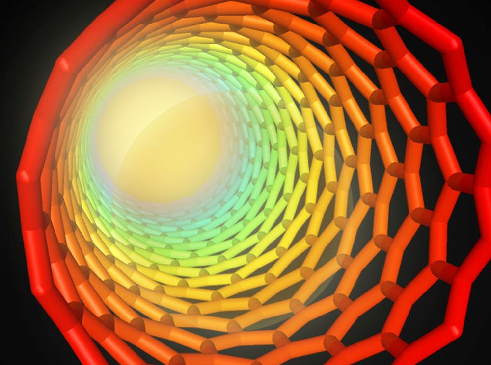 Varmepulser kan sendes gjennom nanorør i karbon. De skaper forskjeller i elektrisk spenning ved å drive elektroner foran seg mens de sprer seg gjennom røret.