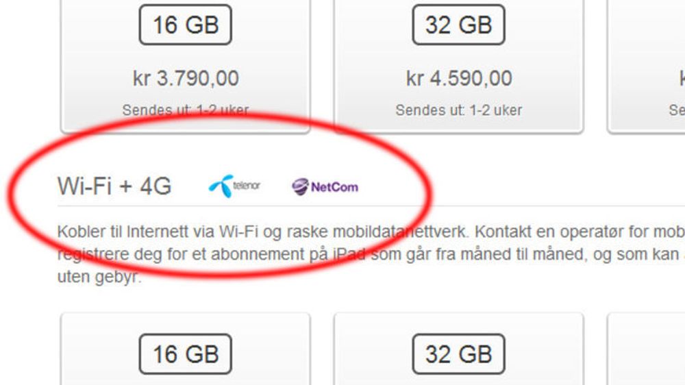 Er markedsføringen av iPad WiFi + 4G villedende?