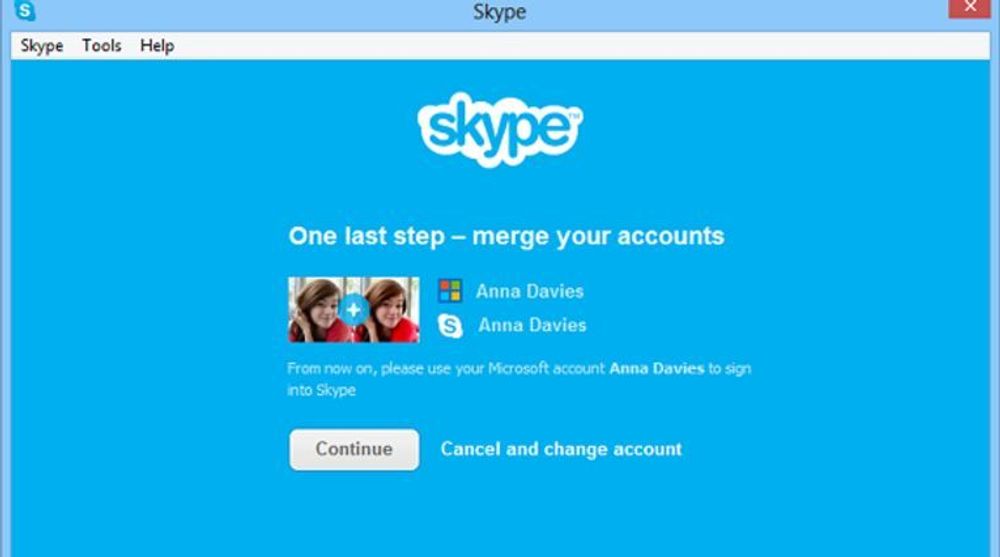 I Skype 6.0 kan brukeren Skype- og Windows Live Messenger-kontoer slås sammen.