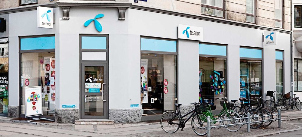 Telenor har investert rundt 20,1 milliarder kroner i Danmark, her representert ved en av deres butikker i landet.