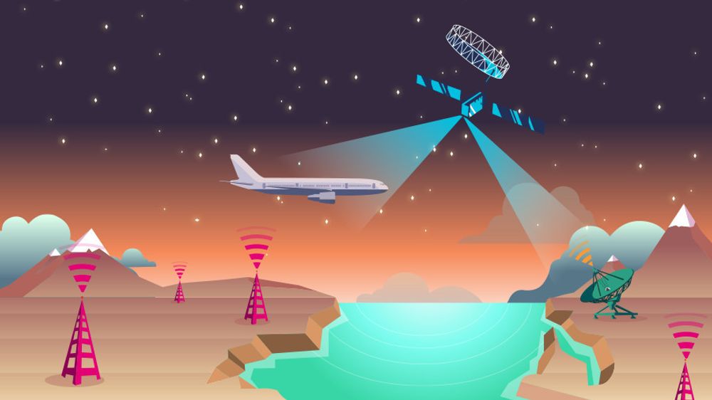 Slik illustrerer selskapene hvordan LTE og satellitt vil kombineres for å gi ordentlig god nett-tilgang på fly.