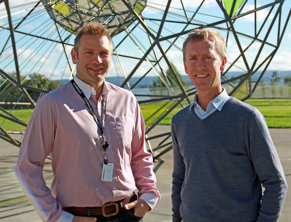 Teknologidirektør Yngvar Ugland og administrerende direktør Gustav Line i Compello forteller at det er viktig for selskapet å være tidlig ute med ny teknologi.